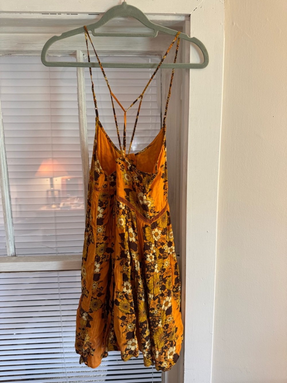 Urban Outfitters Orange Floral Strappy Sundress
